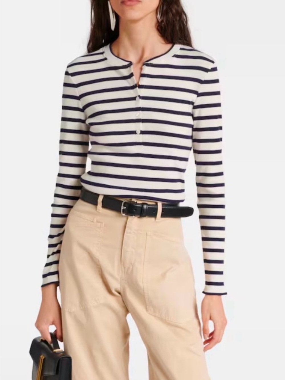 Nili Lotan Jordan Striped Henley NWT